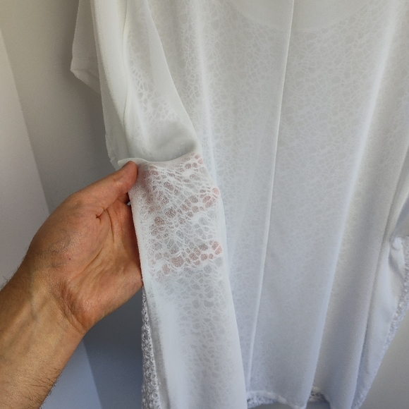 New CPM Due plus size blouse 22 bright white mixed lace sheer layered new light - Picture 11 of 14